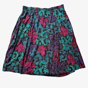 Venezia Women’s Plus Size Baroque Print Stretch Midi Skirt USA, Black Pink 18/20